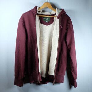 Eddie Bauer Mens Large Sherpa Lined Full Zip Casual Jacket Coat Cotton Blend